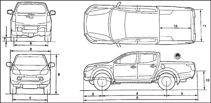 Кузов l200 размеры